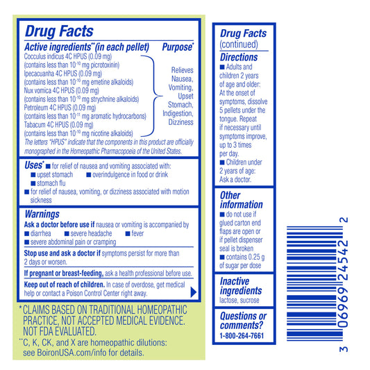 NauseaCalm Pellets On the Go 2 tubes