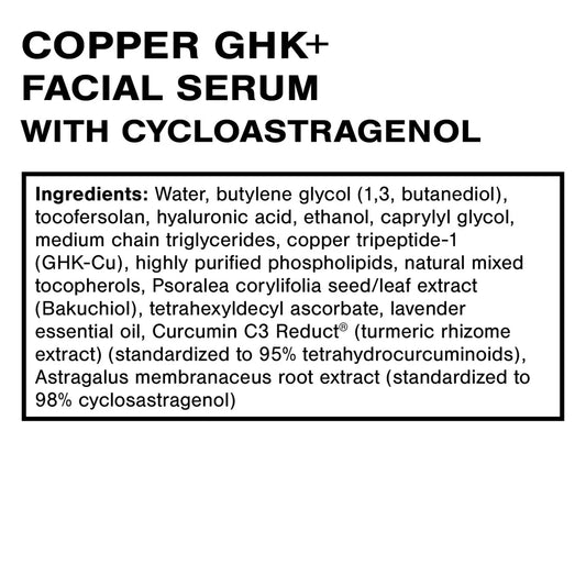 Copper GHK+ Facial Serum with Cycloastragenol 1oz