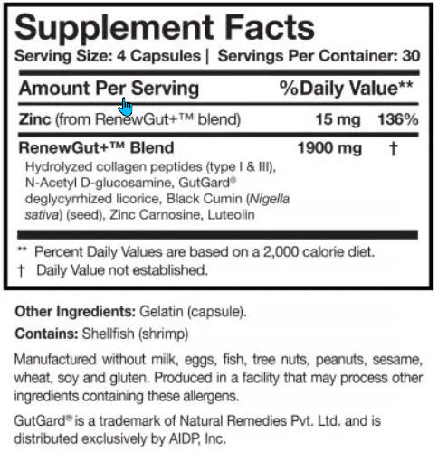 RenewGut+ Researched Nutritionals120 capsules
