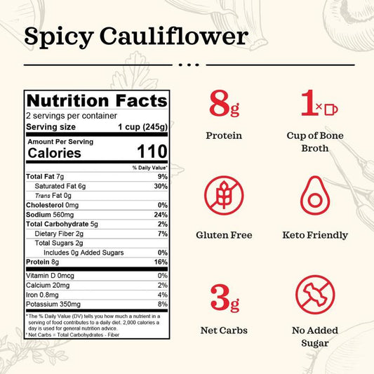 Spicy Cauliflower Bone Broth Soup - KETO