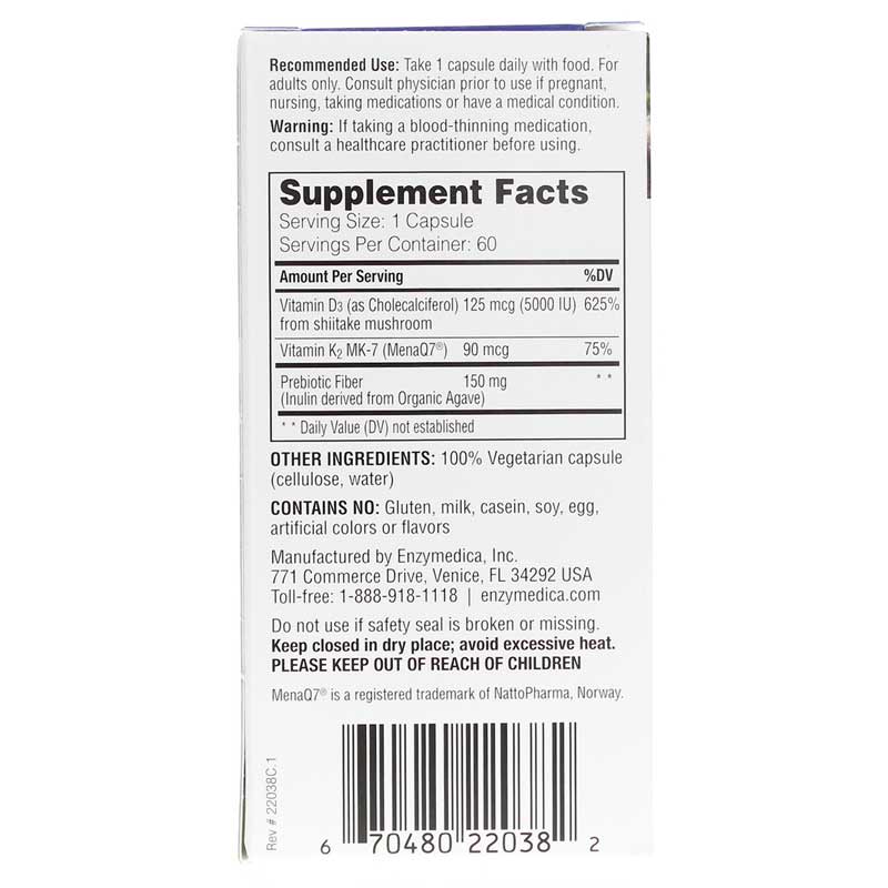 Vitamin D3 + K2 Vegetarian (*Now Certified Organic*)