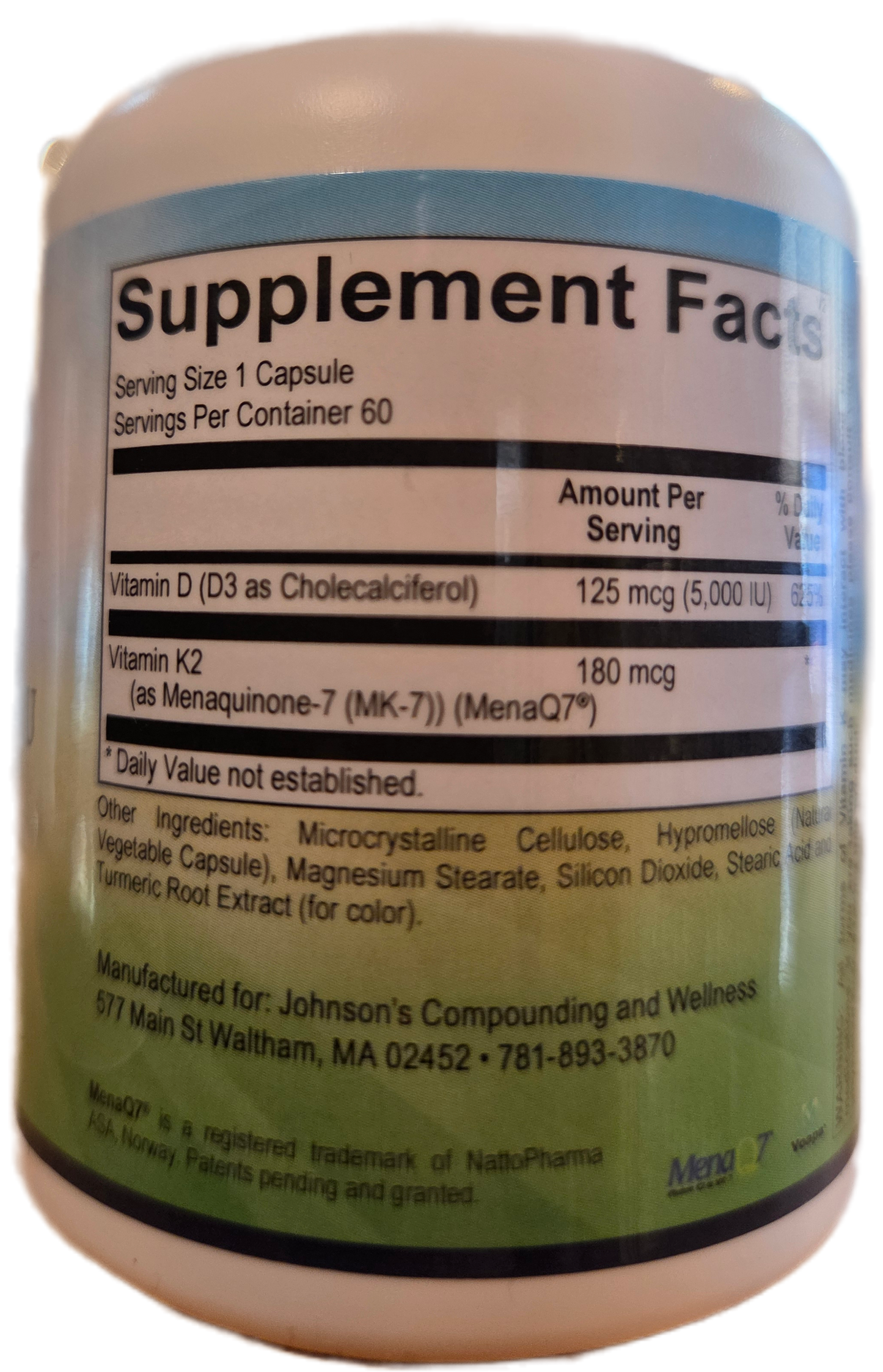 Vitamin D3 5000 iu w/ K2 180mcg 60's