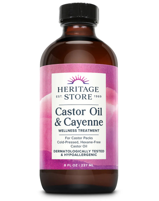 Castor Oil & Cayenne 8oz glass bottle