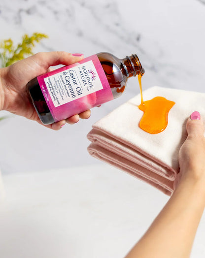 Castor Oil & Cayenne 8oz glass bottle